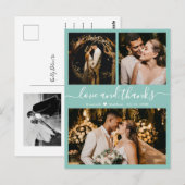 Postale Aqua Blue Photo Collage Mariage Merci carte postal (Devant / Derrière)