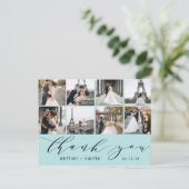 Postale Aqua Calligraphie Script 8 Photo Merci Carte posta (Debout devant)