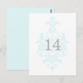 Postale Aqua Subtle Damask Numéro de la table Carte postal (Devant / Derrière)