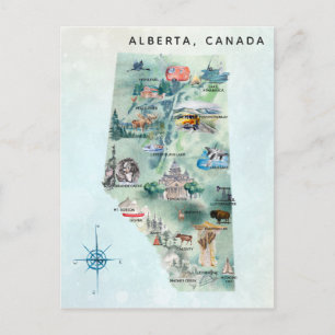 Postale Aquarelle Alberta Canada Carte illustrée Art