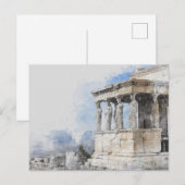 Postale Aquarelle Ancienne ruines d'Athènes Grèce Carte po (Devant / Derrière)