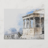 Postale Aquarelle Ancienne ruines d'Athènes Grèce Carte po (Devant)