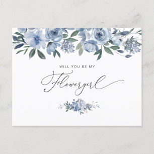Postale aquarelle bleu floral vous serez fleurie carte
