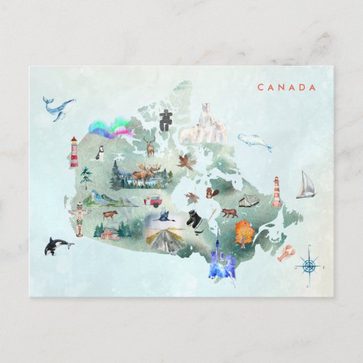 Postale Aquarelle Carte illustrée de l'art canadien (Devant)