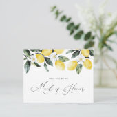 Postale aquarelle citrons floral Maid carte d'honneur (Debout devant)