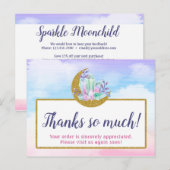 Postale Aquarelle cristaux et Carte de remerciements de lu (Devant / Derrière)