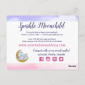 Postale Aquarelle cristaux et Carte de remerciements de lu (Dos)