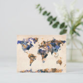 Postale Aquarelle de la carte mondiale (Debout devant)