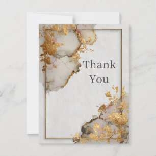 Postale Aquarelle or avec Carte de remerciements frontière