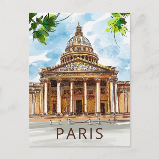 Postale Aquarelle Paris Panthéon Sketch Painting Carte pos (Devant)