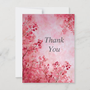 Postale Aquarelle rose Feuilles rose clair Carte de remerc