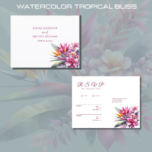 Postale Aquarelle Tropicale Bliss-RSVP-Mariage - Carte pos