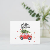 Postale Arbre de Noël sur la carte rouge (Debout devant)