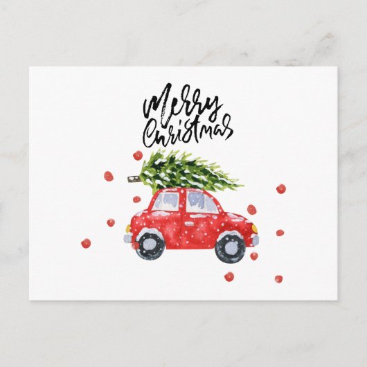 Postale Arbre de Noël sur la carte rouge (Devant)