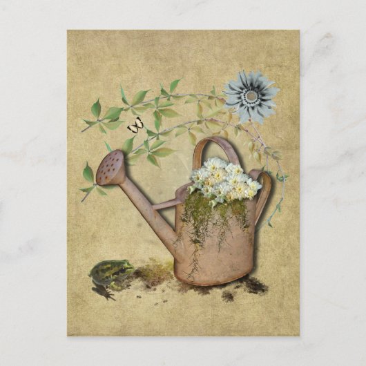 Postale Arrosage de canettes et objets de jardin - Carte p (Devant)