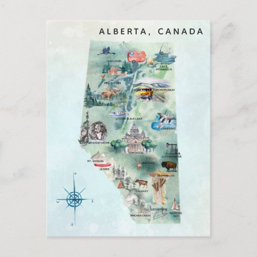 Postale Art de carte illustrée de l'Alberta Canada à l'aqu (Devant)