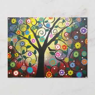 Postale ART FOLK Arbre de couleurs par LORI EVERETT carte 