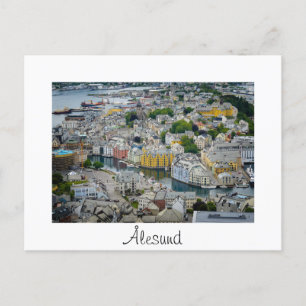 Postale Art Nouveau ville Alesund texte blanc carte postal