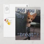Postale "As-tu dit 'friandise' ?" Carte Corgi (Devant / Derrière)