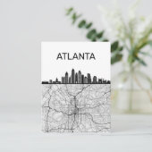 Postale Atlanta Georgia City Skyline avec carte (Debout devant)