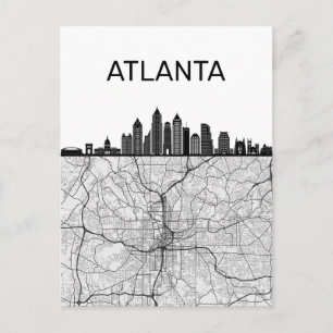 Postale Atlanta Georgia City Skyline avec carte