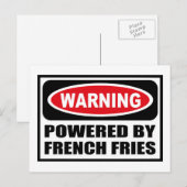 Postale Avertissement POWERED BY FRANÇAIS FRIES Carte post (Devant / Derrière)
