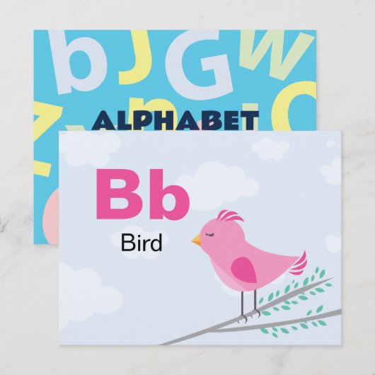 Postale B est pour Bird - Carte Flash Alphabet (Devant / Derrière)