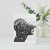 Postale B&W Surreal Optique Illusion Carte Visage Femme (Debout devant)