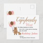Postale Baby shower Capybara honorant l'invitation | carte (Devant / Derrière)