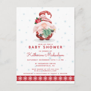 Postale Baby shower Joyeux Noël Plaid Gnome Carte postal