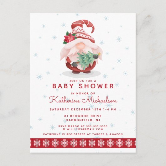 Postale Baby shower | Joyeux Noël Plaid Gnome Carte postal (Devant)