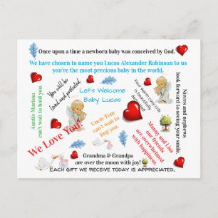 Postale Baby Shower pour l'arrivée de bébé sur carte posta