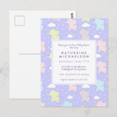 Postale Baby shower | Purple Pastel Elephants Carte postal (Devant / Derrière)