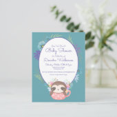 Postale Baby shower | Sloth Polka Dot Tea Cup Carte postal (Debout devant)