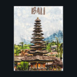 Postale Bali Indonésie Ulun Danu Beratan Temple Carte post<br><div class="desc">Cette magnifique oeuvre d'art présente le temple Ulun Danu Beratan à Bali en Indonésie dans le sud-est de l'asie. Le mot Ulun est balinais et signifie bord tandis que Danu qui signifie lac.</div>