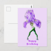 Postale Ballerina Iris Flower Ballet Dancer Carte Annivers (Devant / Derrière)