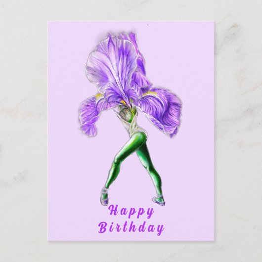 Postale Ballerina Iris Flower Ballet Dancer Carte Annivers (Devant)