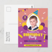 Postale Ballons pour enfants Carte d'invitation pour la fê (Devant / Derrière)
