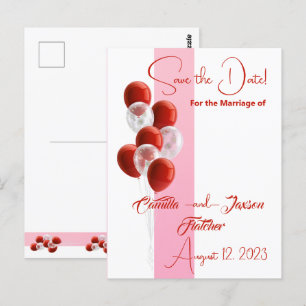 Postale Ballons rouges. Élégant Enregistrer la carte Date