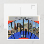 Postale Baltimore, Maryland Vintage Big Lettres Carte post (Devant / Derrière)