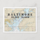 Postale Baltimore MD Carte marine Latitude Longitude (Devant)