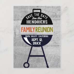 Postale Barbeque Family Reunion Enregistrer la date Carte 