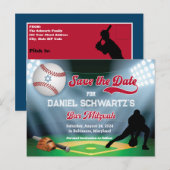 Postale Baseball Bar Mitzvah Enregistrer la date Carte pos (Devant / Derrière)