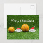 Postale Basketball Noël Carte de vacances avec le Père Noë (Devant / Derrière)