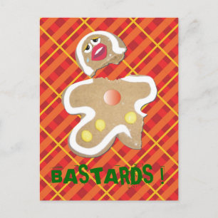Postale 'BASTARDS!' pain d'épices biscuit carte humoristiq