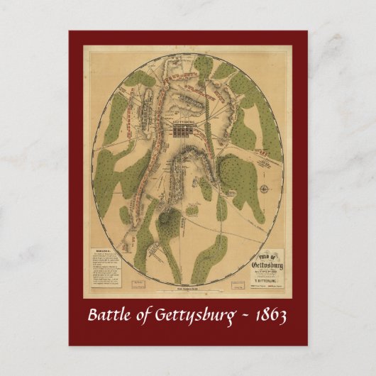Postale Bataille de Gettysburg Carte - 1863 (Devant)