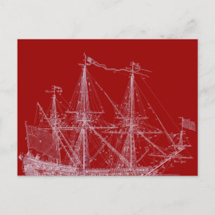 Postale Bateau à voile rouge et blanc Imprimer carte posta