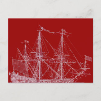 Postale Bateau à voile rouge et blanc Imprimer carte posta