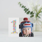 Postale Bébé 1er Anniversaire Ballons Merci Photo Carte Po (Debout devant)