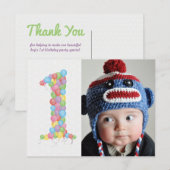 Postale Bébé 1er Anniversaire Ballons Merci Photo Carte Po (Devant / Derrière)
